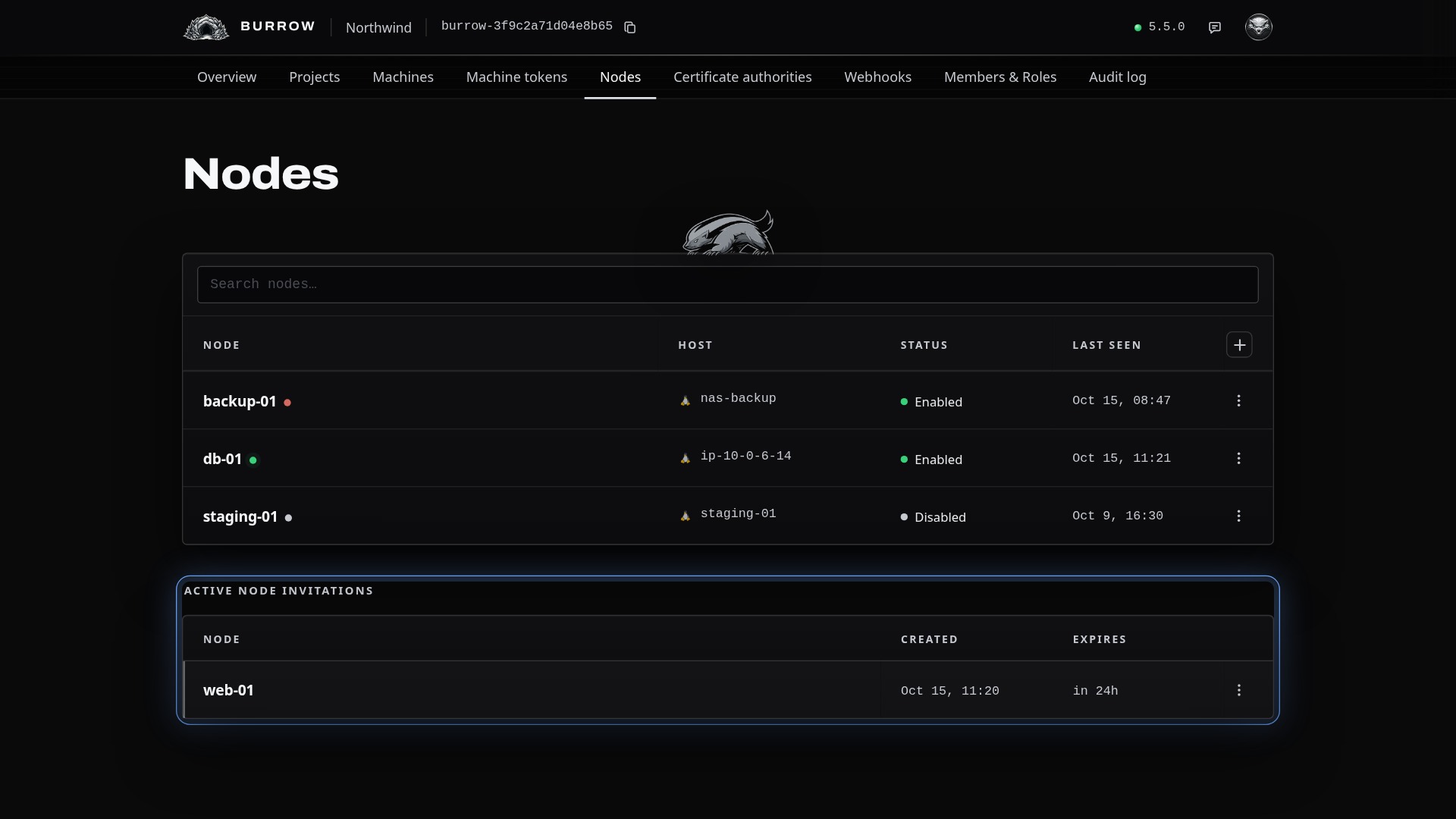 web-01's token, waiting to be used.