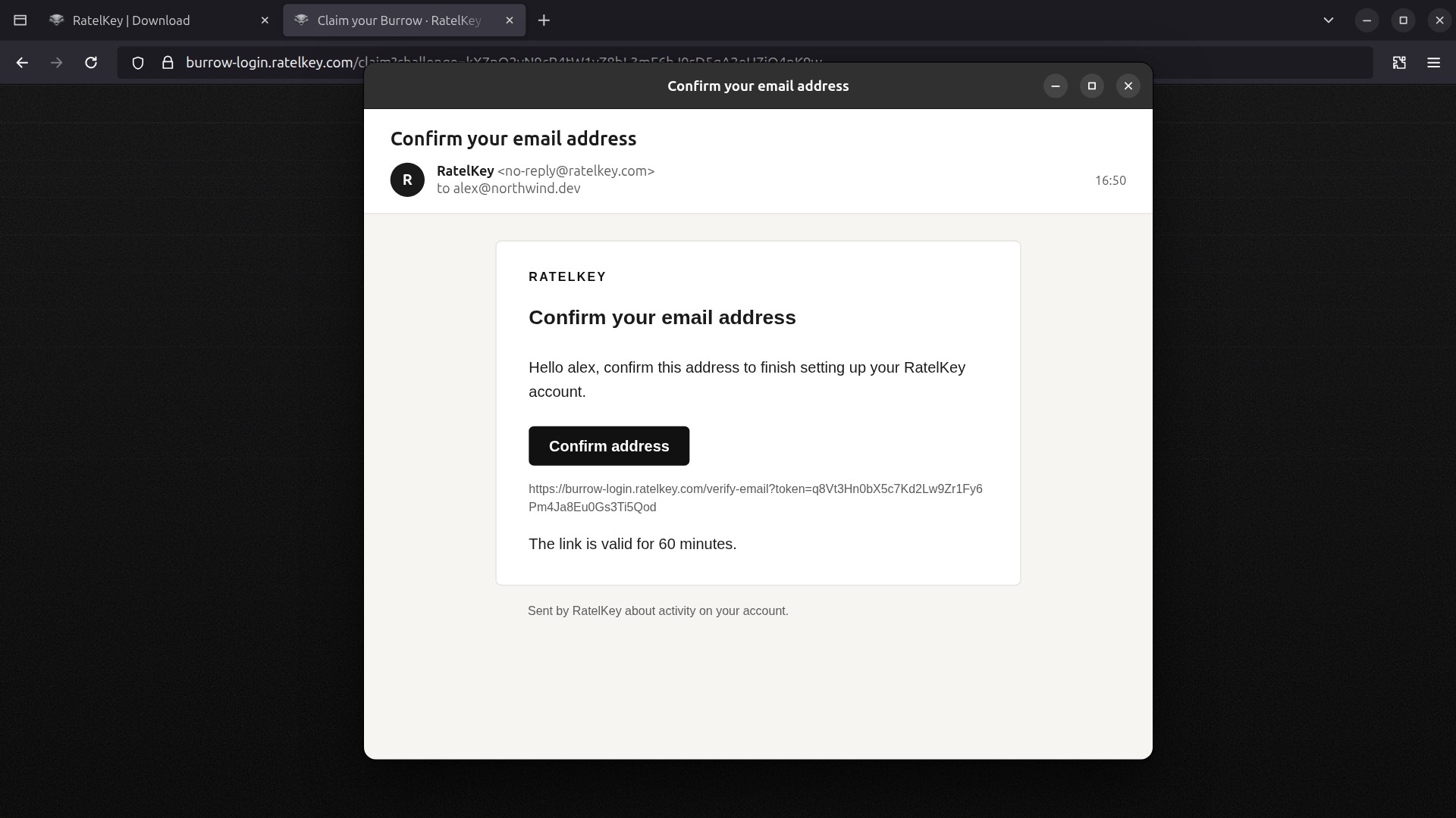 The confirmation email.
